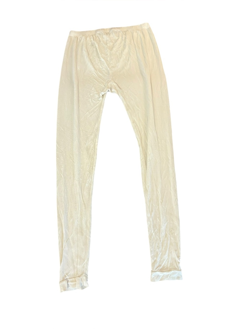 Terramar Silk Skins Silk Base Layer Leggings Pointelle Womens XL Cream Off White